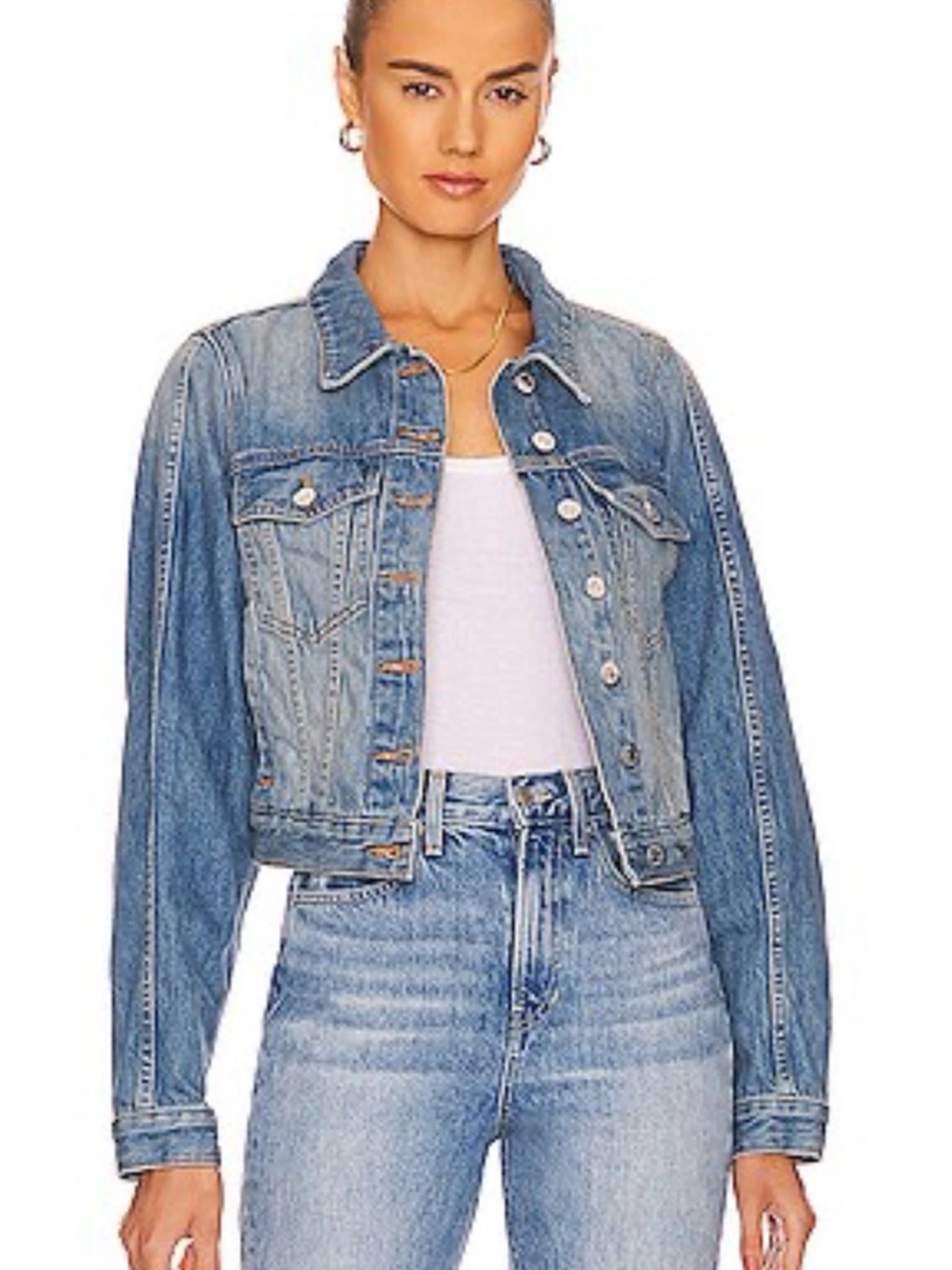 Veronica Beard Jeans Lakeshore Denim Jacket Medium Cropped Blue